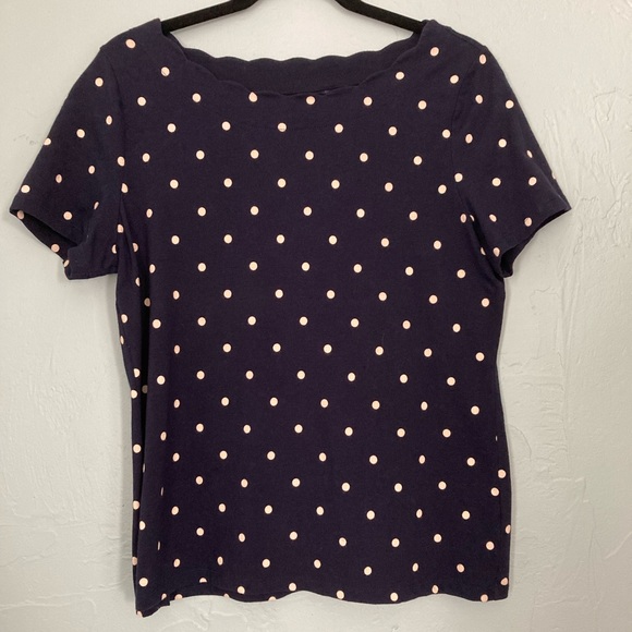 Talbots-LP-Blue w/Tan Polka Dots Top - Picture 3 of 5